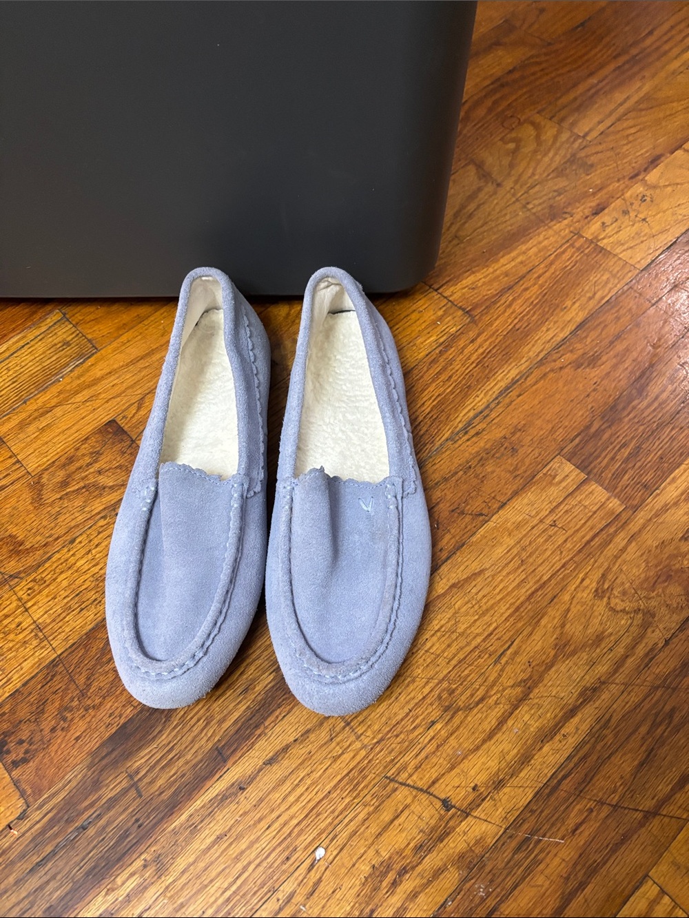 Vionic Men's Suede Slip-On Loafers in Light Gray